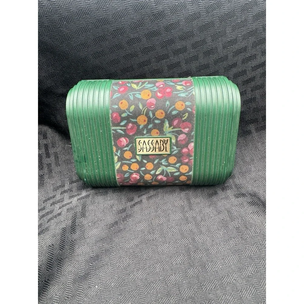 Vintage Sassaby Cosmetic Case Cherries Small Secret Compartment 1990s Mirror